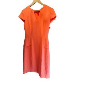 Tahari. Women’s Pastel Orange Ruffle Midi Dress. Size 8.